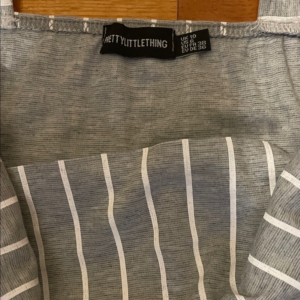PrettyLittleThing Grey and White Striped Tank